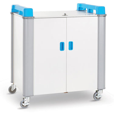 lapcabby 32 vertical | 32-device mobile ac charging trolley for laptops & chromebooks up to 17